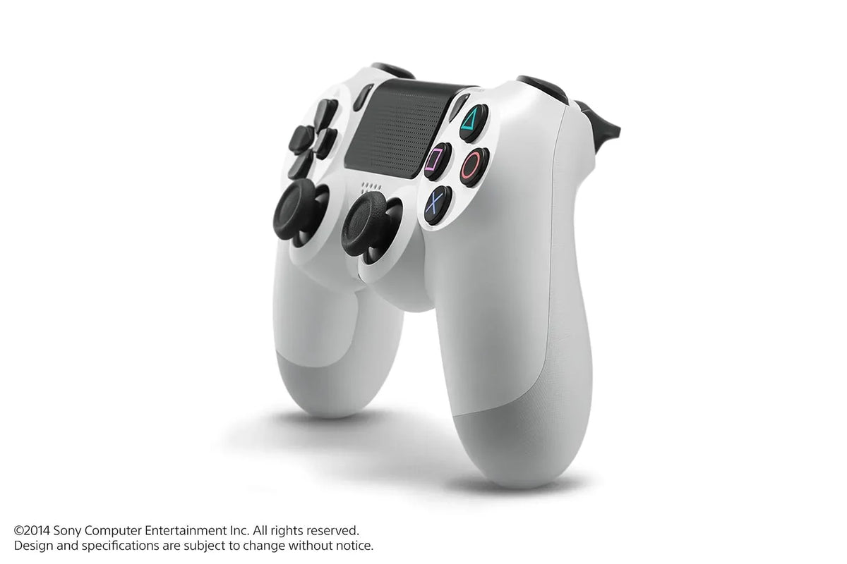 White DualShock PS4 Wireless Controller Bundle - Like New - With Earbuds BOLT AXTION Included