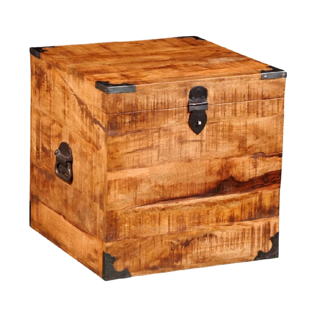 Coffre de rangement en bois massif pour salon - 40 x 40 x 40