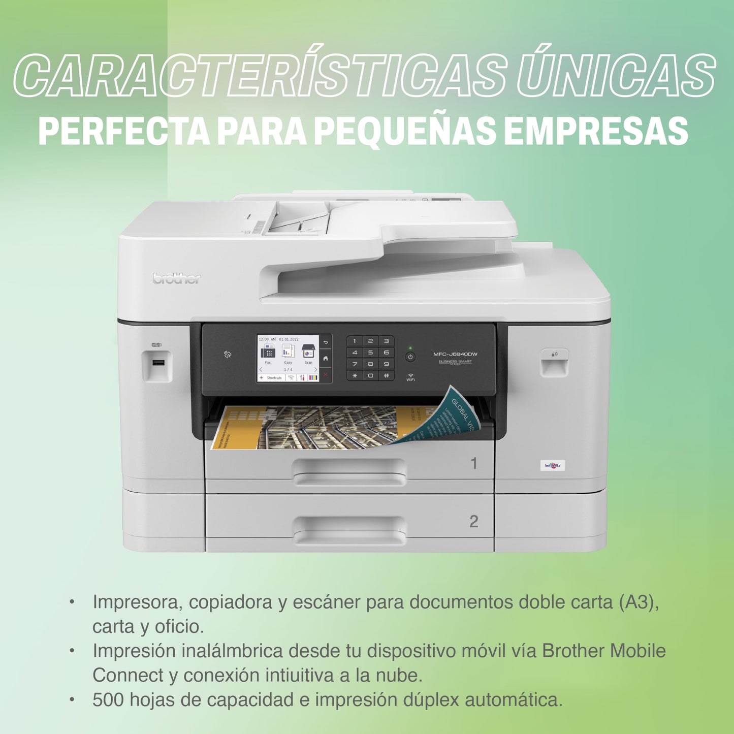 Brother MFC-J6940DW - Imprimante Multifonction 4 en 1 (Impression/Copie/Scan/Fax) - Jet d'encre Couleur - A4/A3 - Bacs de 2 x 250 Feuilles - Impression-Numérisation-Copie-Fax - Wifi Direct