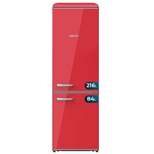 Cecotec Réfrigérateur Combiné Rétro 300L Bolero CoolMarket Combi Origin 300 Rouge E, Classe E, LED Intérieur, Crisper Box, Contrôle de Température, Po