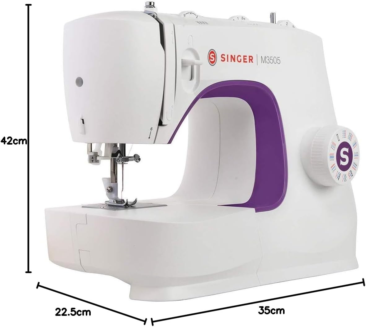 Singer M3505 Machine à Coudre Professionnelle avec 34 Points, Utilitaires, élastiques, décoratifs, Coud Tous Les Tissus, Facile pour Débutants, Coutur