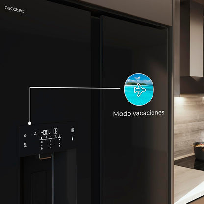 Cecotec Réfrigérateur avec 3 portes Bolero CoolMarket TDW 529 WID Black Glass E. Réfrigérateur 3 portes noir, cave à vin, 529L, Inverter Plus, Total No Frost, E, MultiAirFlow, Fast Cooling.