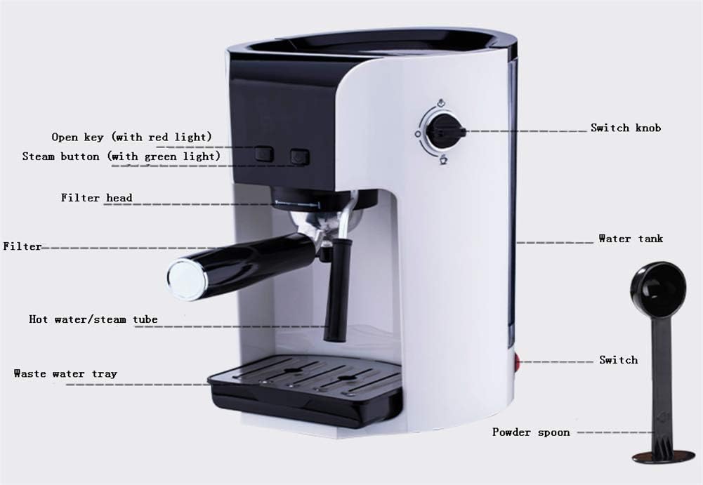 Machine à Café Intégrée, Machine à Café Filtre Ménage Italienne Semi-Automatique Machine à Café Petite Machine à Café Italienne en Mousse Intéressante