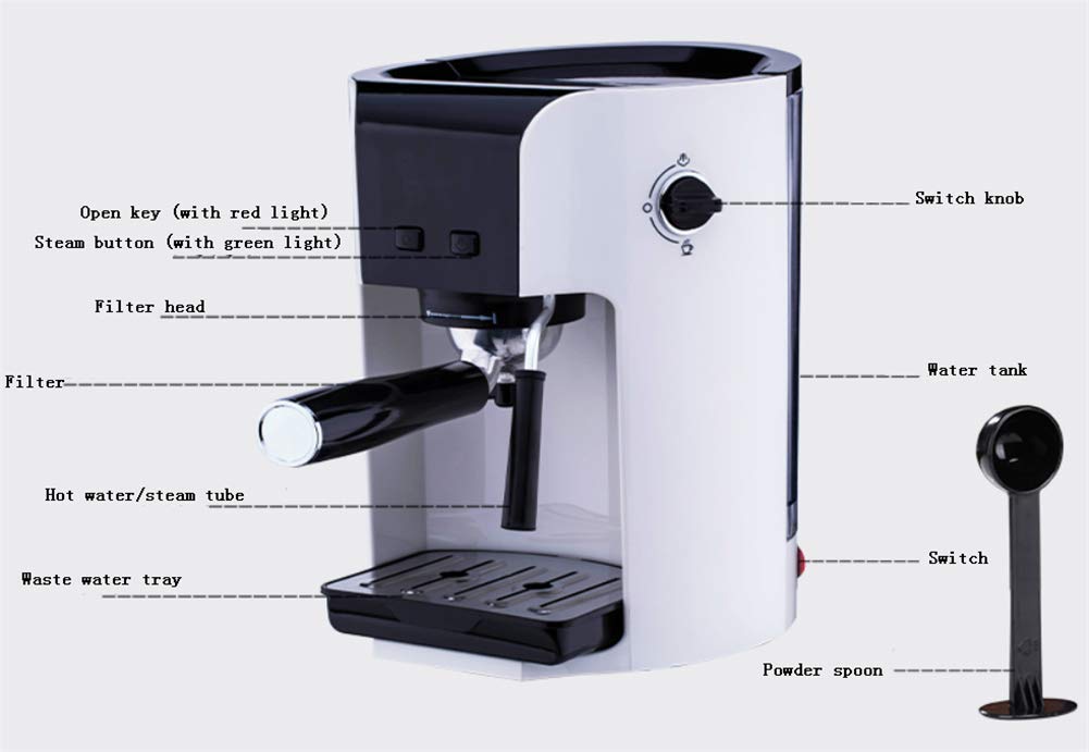 Machine à Café Intégrée, Machine à Café Filtre Ménage Italienne Semi-Automatique Machine à Café Petite Machine à Café Italienne en Mousse Intéressante