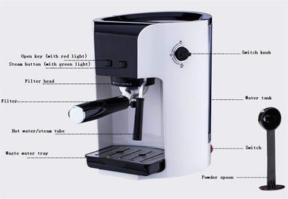 Machine à Café Intégrée, Machine à Café Filtre Ménage Italienne Semi-Automatique Machine à Café Petite Machine à Café Italienne en Mousse Intéressante