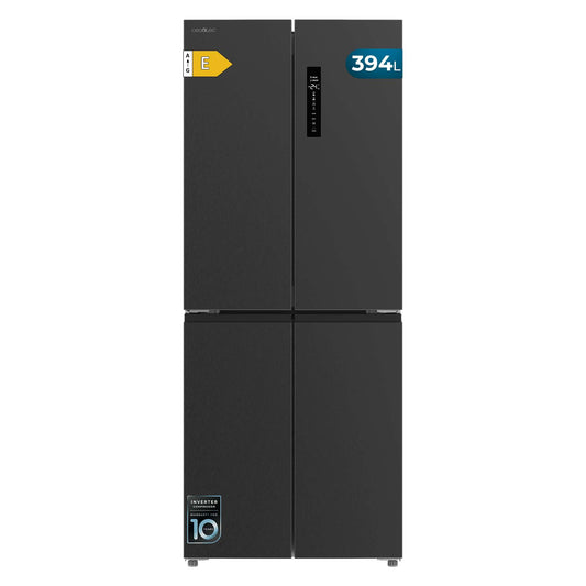 Cecotec Réfrigérateur 4 Portes Total No Frost Bolero CoolMarket 4D 394 Dark E, 394 Litres, Hauteur 170 cm et 70 cm Largeur, Tiroir Température Variable, Compresseur Inverter, ATT Antibactérien