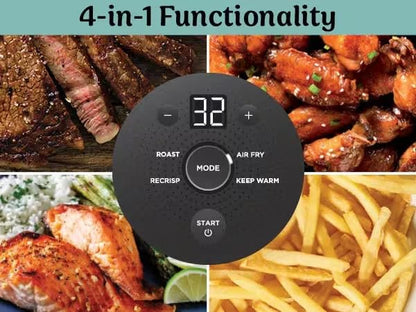 Ninja Crispi 4-in-1 Portable Glass Air Fryer Cooking System, 1500W, 4QT & 6-Cup TempWare Glass Containers with Storage Lids, Microwave, Freezer & Dishwasher Safe, Cyberspace Gray, FN101GY