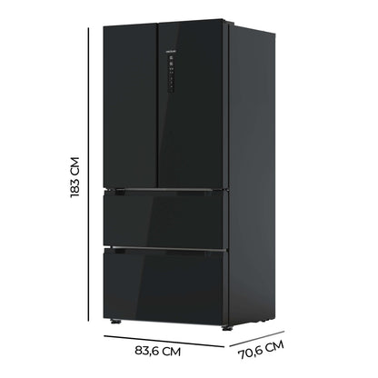 Cecotec Refrigerator Glass French Door 510 L Bolero CoolMarket FD 510 Glass E. 183 cm High, 84 cm Wide, Motor Inverter Plus, Fast Cooling and Fast Freezing, MultiAirFlow, Total NoFrost