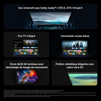 XIAOMI TV F Pro 43, 101 cm (43 Pouces), 4K UHD QLED, Smart TV, Fire TV, Contrôle Vocal Alexa, HDR10+, MEMC, 2Go+32Go, Compatible avec AirPlay