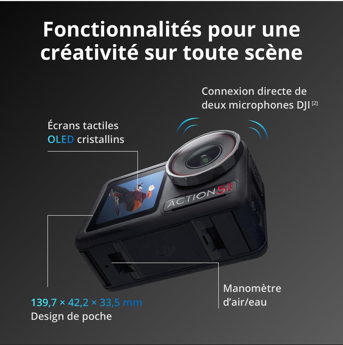 DJI Bundle Aventure Osmo Action 5 Pro, Caméra d’Action 4K avec Capteur 1/1,3", 12 h d’Autonomie Étendue avec 3 Batt., Stabilisation, Double Écran Tactile OLED, Mini Caméra d’Action pour Voyage, Vlog