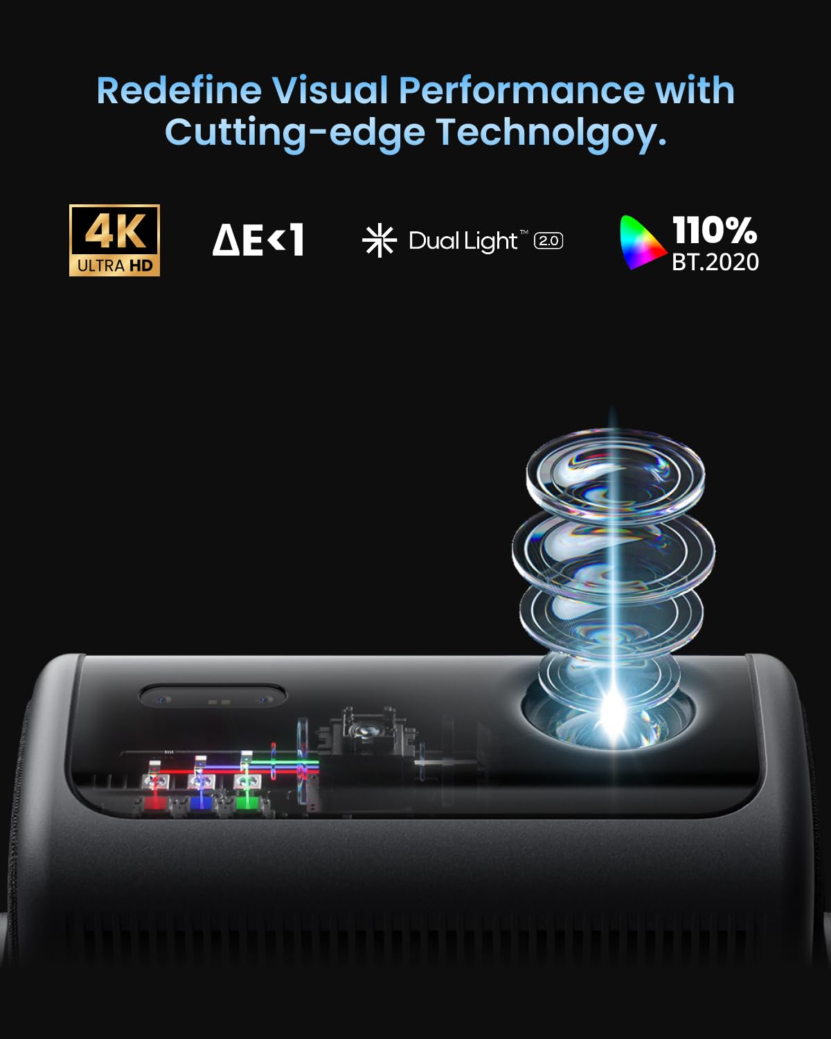 Dangbei MP1 Max, Vidéoprojecteur 4K, 3100 Lumens ISO,110% BT.2020, HDR10+, 3D, Dolby Audio, 300" Grand écran, Rotation à 135°, 2 x 12W Haut-Parleurs