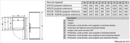 Bosch KGV36VWEAS Série 4, Réfrigérateur combiné pose-libre - 308 L - H 186 X L 60 cm - Blanc