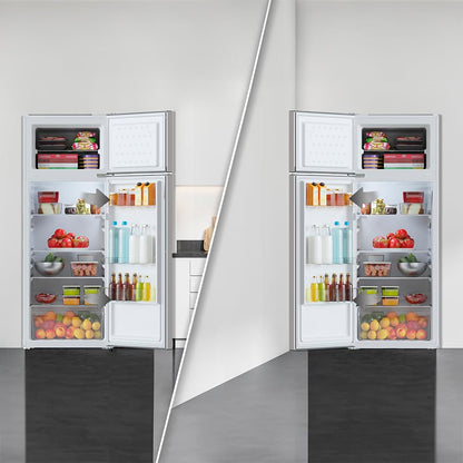 Cecotec Réfrigérateur de deux portes Bolero CoolMarket 2D 211 White E. Réfrigérateur blanc, 143 cm de haut, 211 L, Dégivrage, classe E, mode Congélation Rapide.