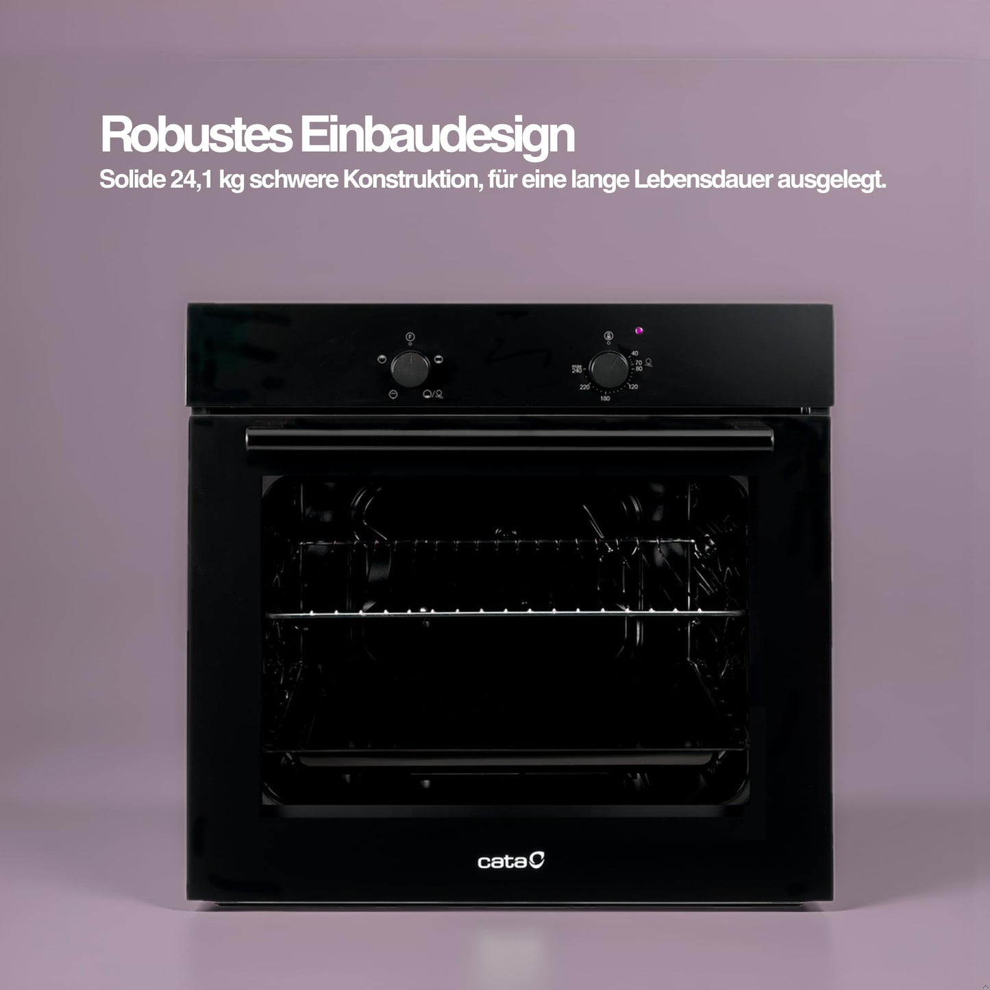Cata Four statique SES 6004 BK 4 fonctions porte panoramique Full Glass Nettoyage AquaSmart Éclairage intérieur Largeur 60 cm Grande capacité 62 L Éclairage intérieur Finition inox Verre noir