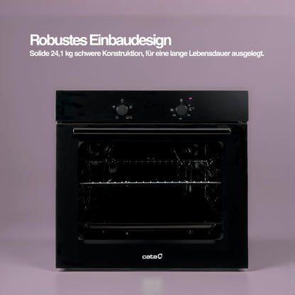 Cata Four statique SES 6004 BK 4 fonctions porte panoramique Full Glass Nettoyage AquaSmart Éclairage intérieur Largeur 60 cm Grande capacité 62 L Éclairage intérieur Finition inox Verre noir