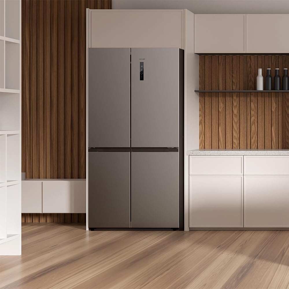 Cecotec American Refrigerator 4 Doors Stainless Steel 490 L CoolMarket 4D 490 Inox E. 183 cm High, 91 cm Wide, Low Power, Inverter Plus, Fast Cooling and Fast Freezing, Total NoFrost