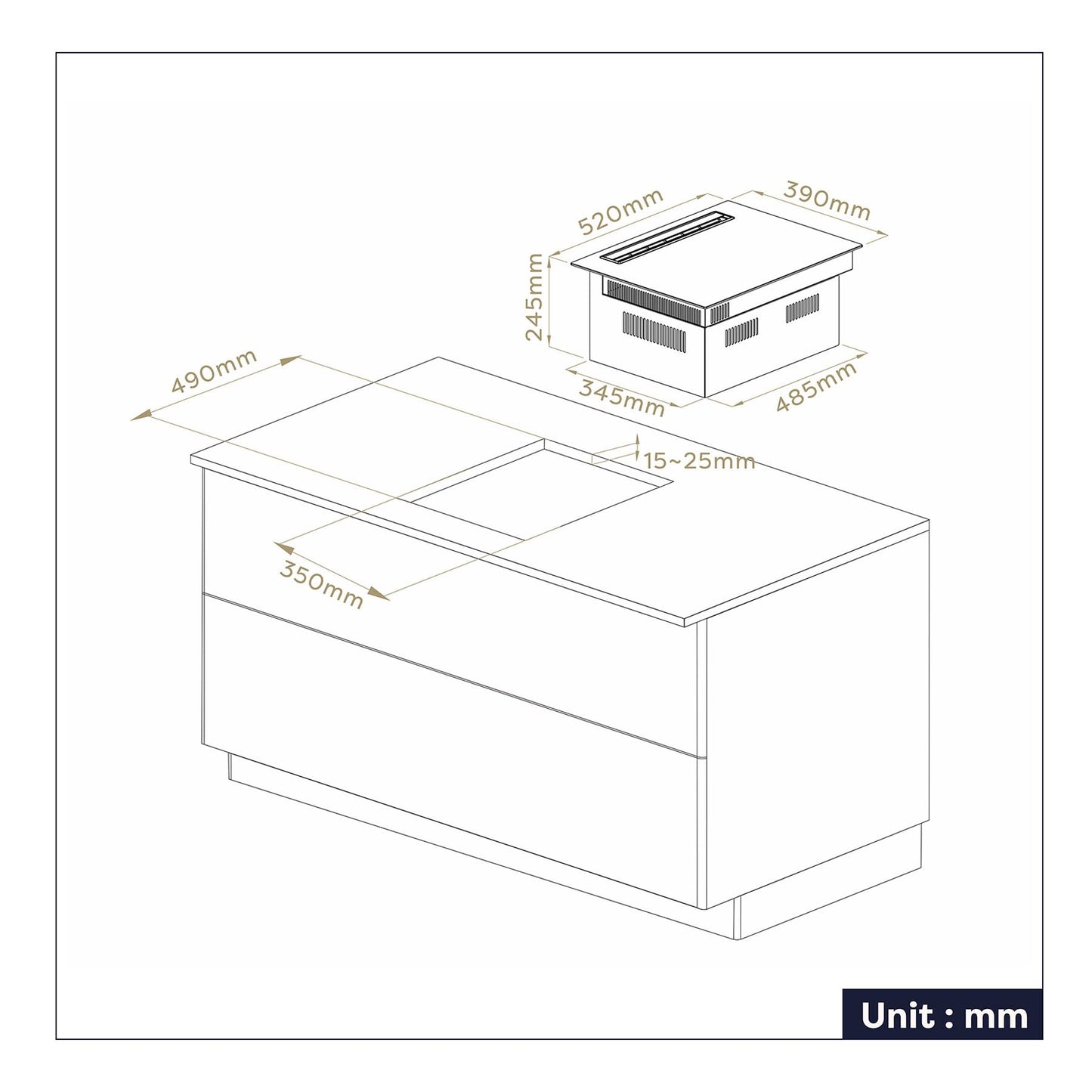 CIARRA One Plaque à Induction et Hotte Intégrée-39cm-3200W-9 Niveaux de Puissante-460m³/h- Évacuation ou Recyclage-4 Vitesses-Fonction Boost-Filtration Multiple-Tactile-Verrouillage Enfant