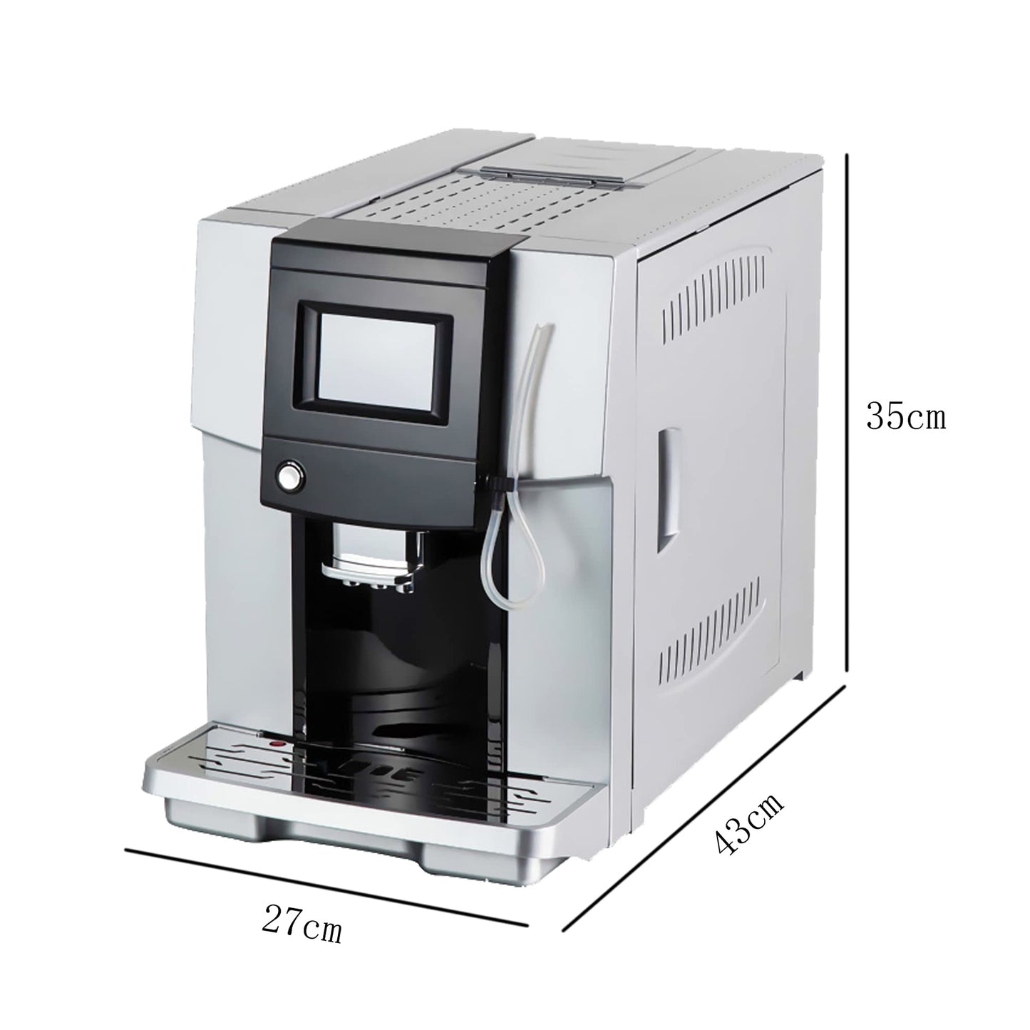 QJRGUY Machine à café Automatique 200W, Fabricant Cappuccino Expresso, avec système Mousse de Lait indépendant équipement réglable, Rouge, Argent