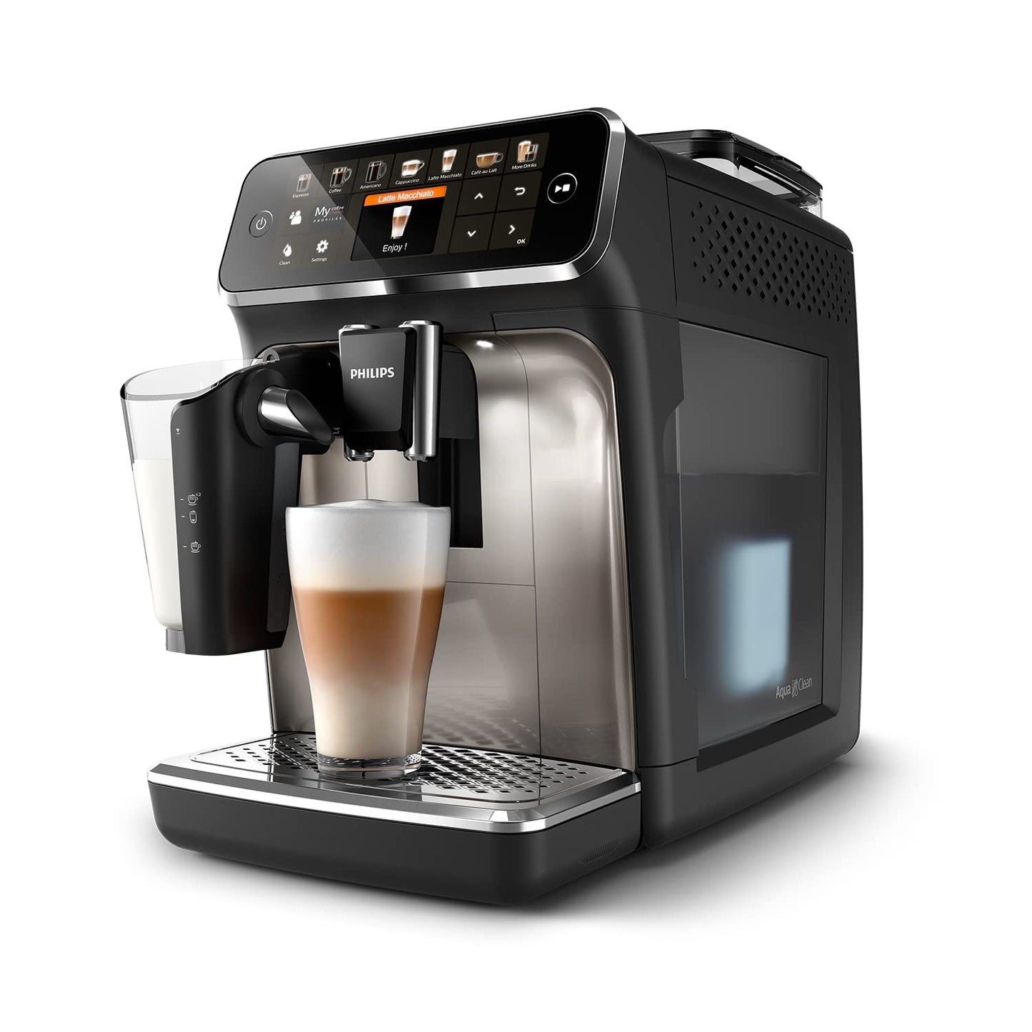Philips Série 5400 Machine Expresso - Café à Grain - LatteGo Mousseur à Lait, 12 Spécialités de Café, Affichage Intuitif, 4 Profils Utilisateur, Chrome (EP5447/90)