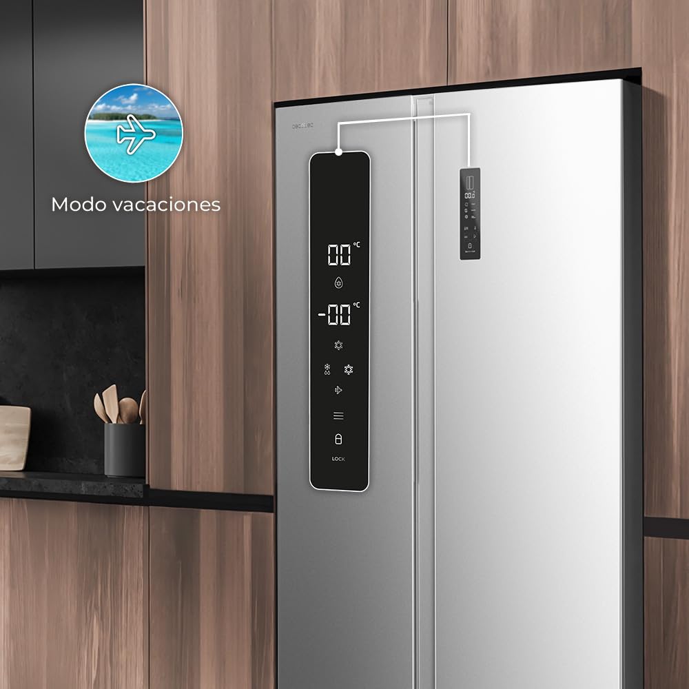 Cecotec Réfrigérateur américain Bolero CoolMarket SBS 562 Inox E. Réfrigérateur inoxydable, 562L, Total No Frost, Inverter Plus, Multi AirFlow, Refroidissement Rapide et Congélation Rapide.