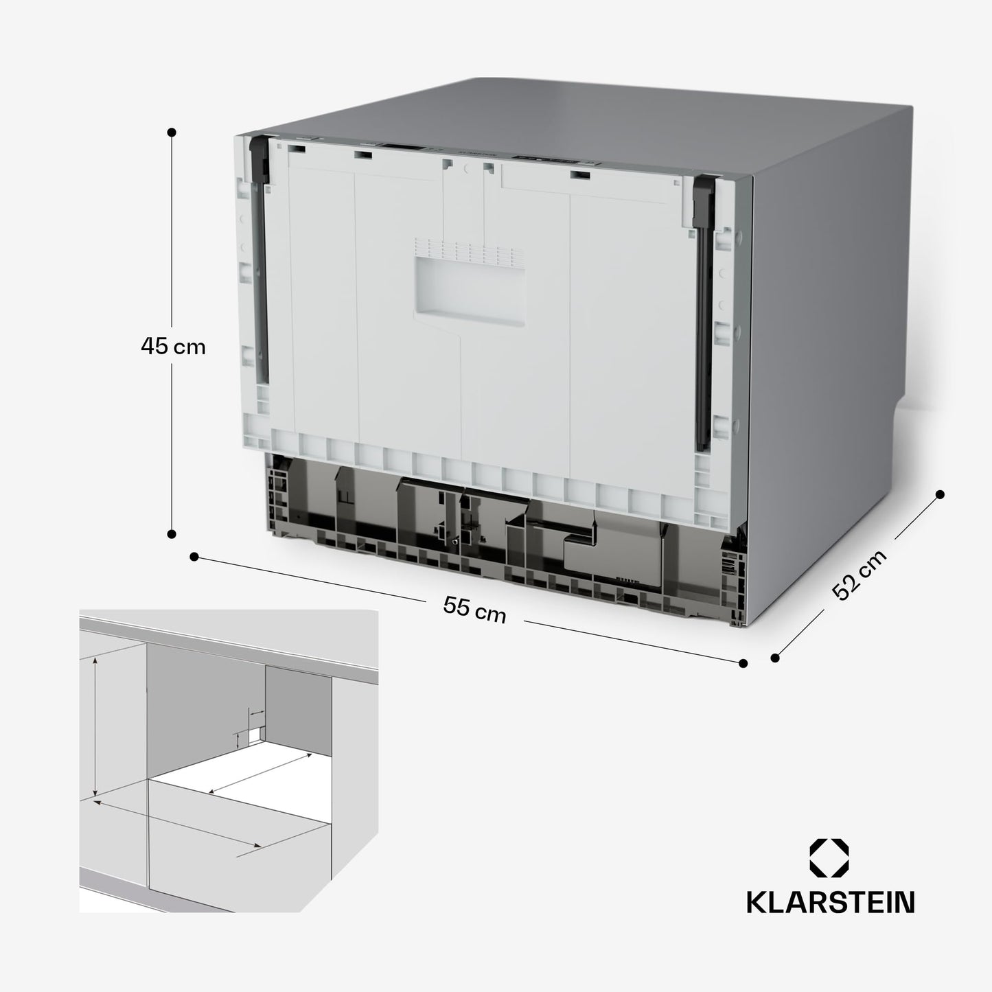 Klarstein Lave Vaisselle Encastrable - Compact 45 cm, 6 Couverts, Programme UV Hygiène, AquaStop Sécurité, Classe Énergie D, Silencieux 47 dB, Commande Intuitive