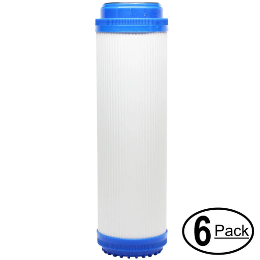6-Pack Replacement for iSpring RCC1P Granular Activated Carbon Filter - Universal 10-inch Cartridge for iSpring 123Filter 5-stage 100GPD Reverse Osmosis Water Filter - Denali Pure Brand