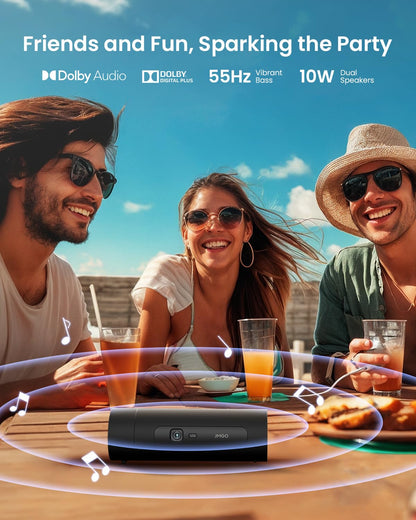 JMGO PicoFlix Mini Videoprojecteur Portable Extérieur avec Google TV, Netflix, 1080P, 420 ISO Lumens, Batterie de 4,5 Heures, Vidéoprojecteur Home Cinéma 200", HDR10, Gimbal, Haut-parleurs 10W