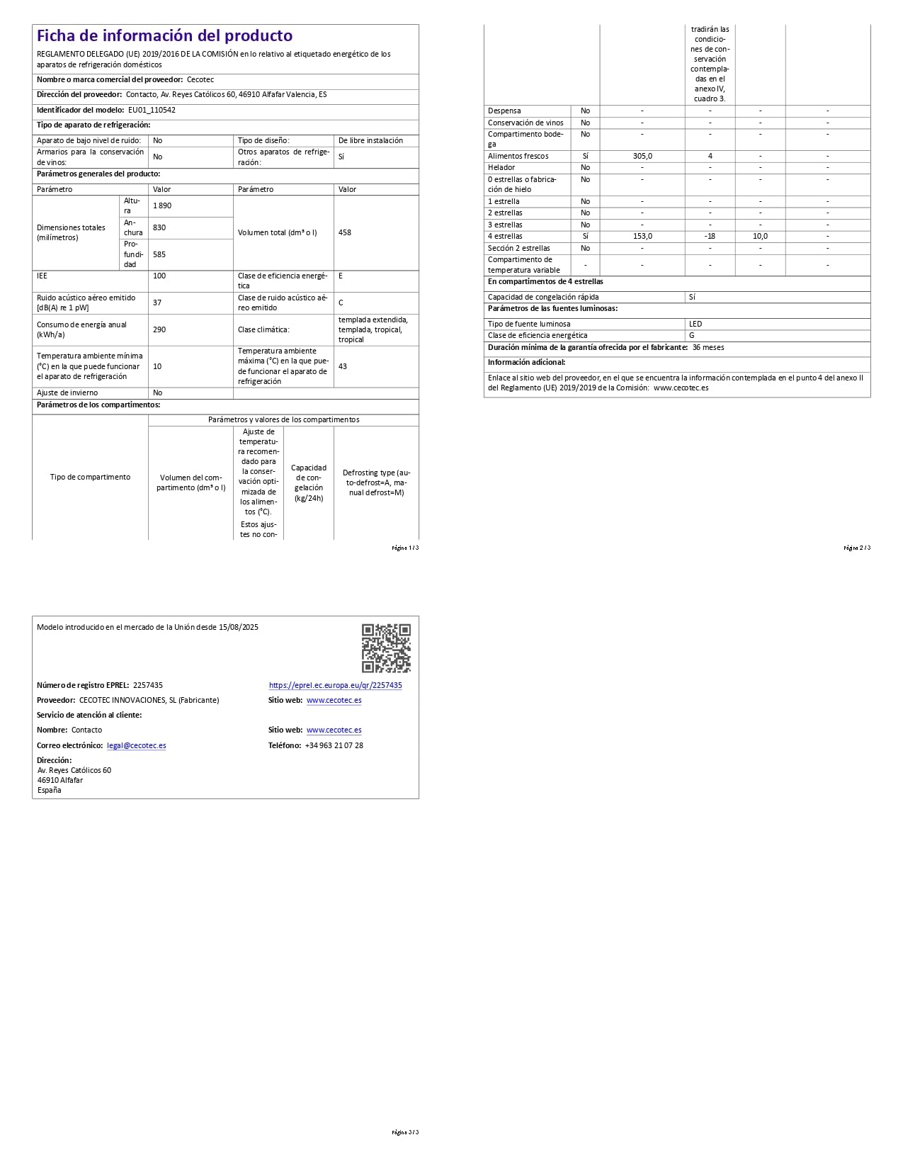 Cecotec Réfrigérateur Porte Française de 4 Portes Semi-Intégrable 458L Total No Frost Bolero CoolMarket F2D 458 SBI Dark E, Hauteur 189 cm et 83 cm Largeur, MetalFlexCooling, Compresseur Inverter