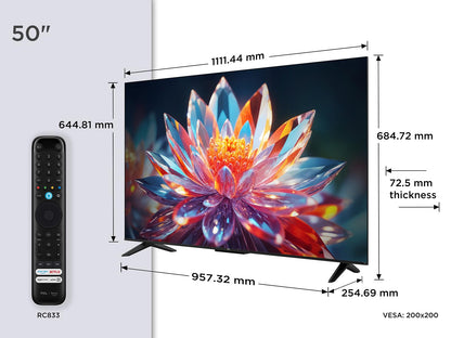 TCL 50T6C Fire TV 50 Pouces QLED 4K UHD Smart TV, HDR (Multi-Format), Dolby Atmos, Motion Clarity