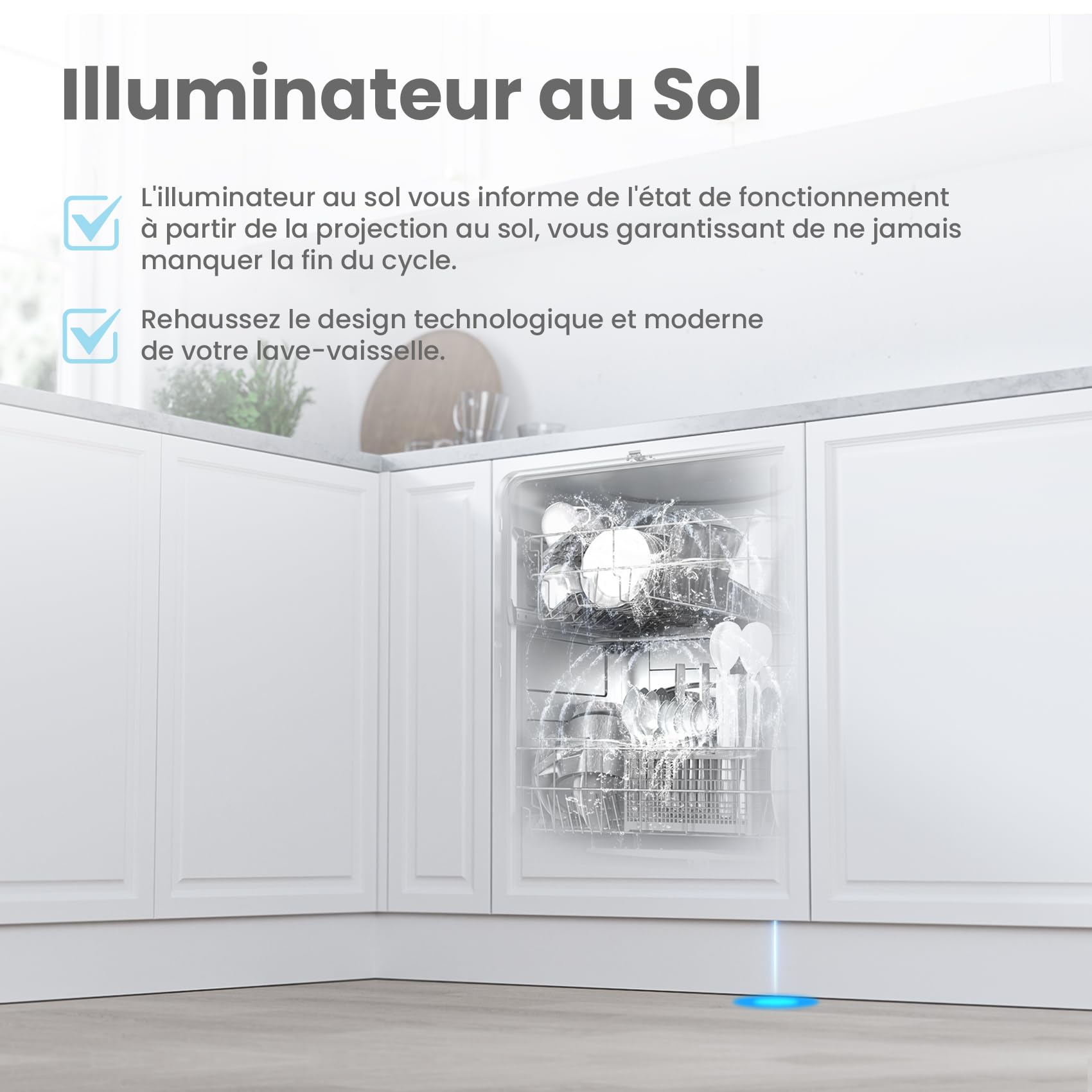 COMFEE' CDWPB1215PB-EU Lave-vaisselle Entièrement Intégré avec 12 Couverts, Lavage Cloud Wash, Séchage Supplémentaire, Lave-vaisselle Encastrable avec Démarrage Différé, Lavage Rapide - Blanc