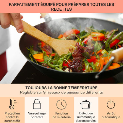 Klarstein Plaque de Cuisson Electrique à Induction 9300W, Plaque Encastrées 5 Feux, Tables de Cuisson Encastrable, Contrôle Tactile, Rechaud pour la Cuisine