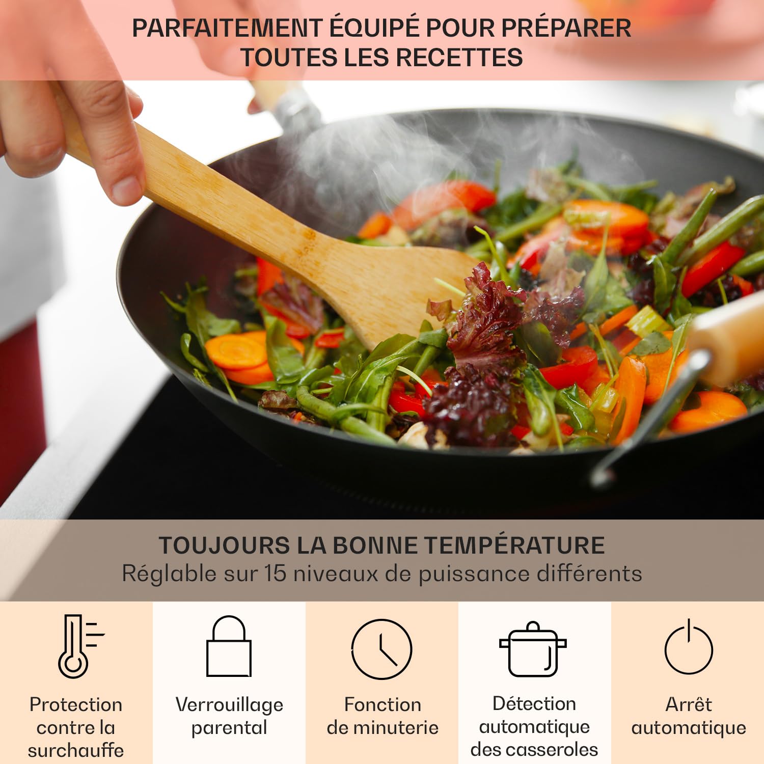 KLARSTEIN Plaque Induction en Céramique de 7000W, Plaque de Cuisson Electrique à Induction, Plaque Induction 4 Feux, Tables de Cuisson, Plaques chauffantes ThermoBoost, Rechaud Electrique Cuisine