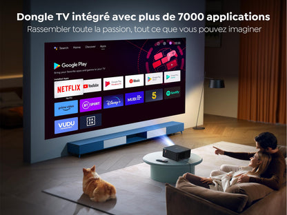 Videoprojecteur 4K avec Son JBL, Google TV 11.0, YABER Projecteur Video WiFi 6 Bluetooth 5.2, K2s Retroprojecteur Portable 20W Haut-Parleurs, Full HD