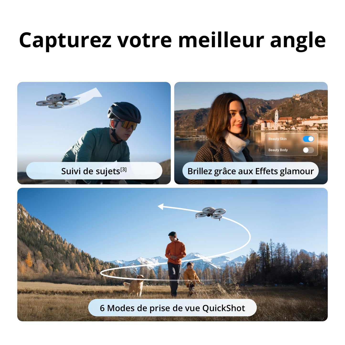 DJI Flip (radiocommande RC 2 avec écran), Drone Caméra 4K UHD Follow Me pour adultes, < 249 g, Nacelle à 3 axes, Transmission vidéo sur 13 km, Décollage palmaire, Temps de vol de 31 min