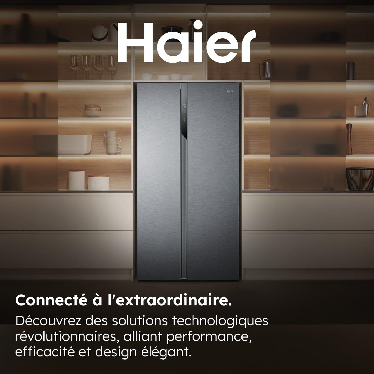 Haier - Réfrigérateur Américain - 2 Portes - Classe Énergétique E - Technologie Total No Frost Multi Air Flow - Inox - 337L + 191L (Congélateur) - 177,5 x 90,8 x 64,7 cm - Modèle HSR3918ENPG