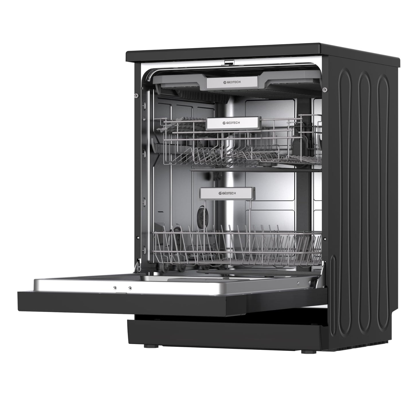 GEDTECH Lave-vaisselle GLV1542DX 15cv - Tiroir à couverts - 42 dB - Ultra silencieux - Départ Différé - Eco - Intensif - Rapide – Faible conso - Classe C - Dark Inox - Protection enfant