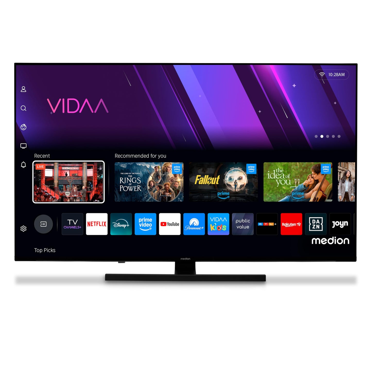MEDION TV 55 Pouces 4K (138,8 cm) QLED Television (Smart TV 4K, Dolby Vision HDR, VIDAA Store, Prime Video, Disney+, DAZN, Paramount+, DTS X, Dolby Atmos, PVR, Bluetooth, MD 855600)
