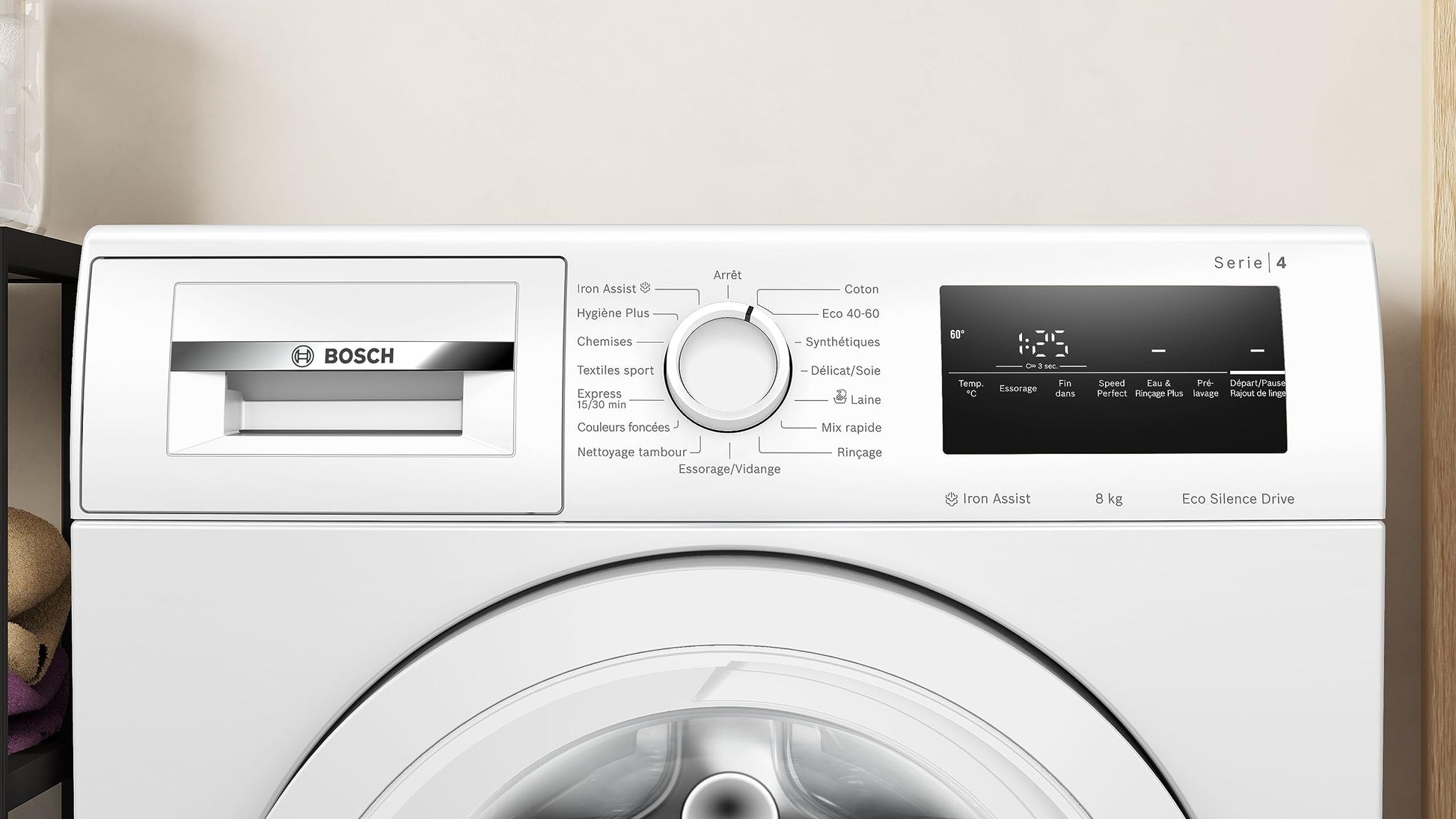 Bosch WAN28258FR, Série 4, Lave linge hublot, 8 kg, 1400 trs/min, Blanc