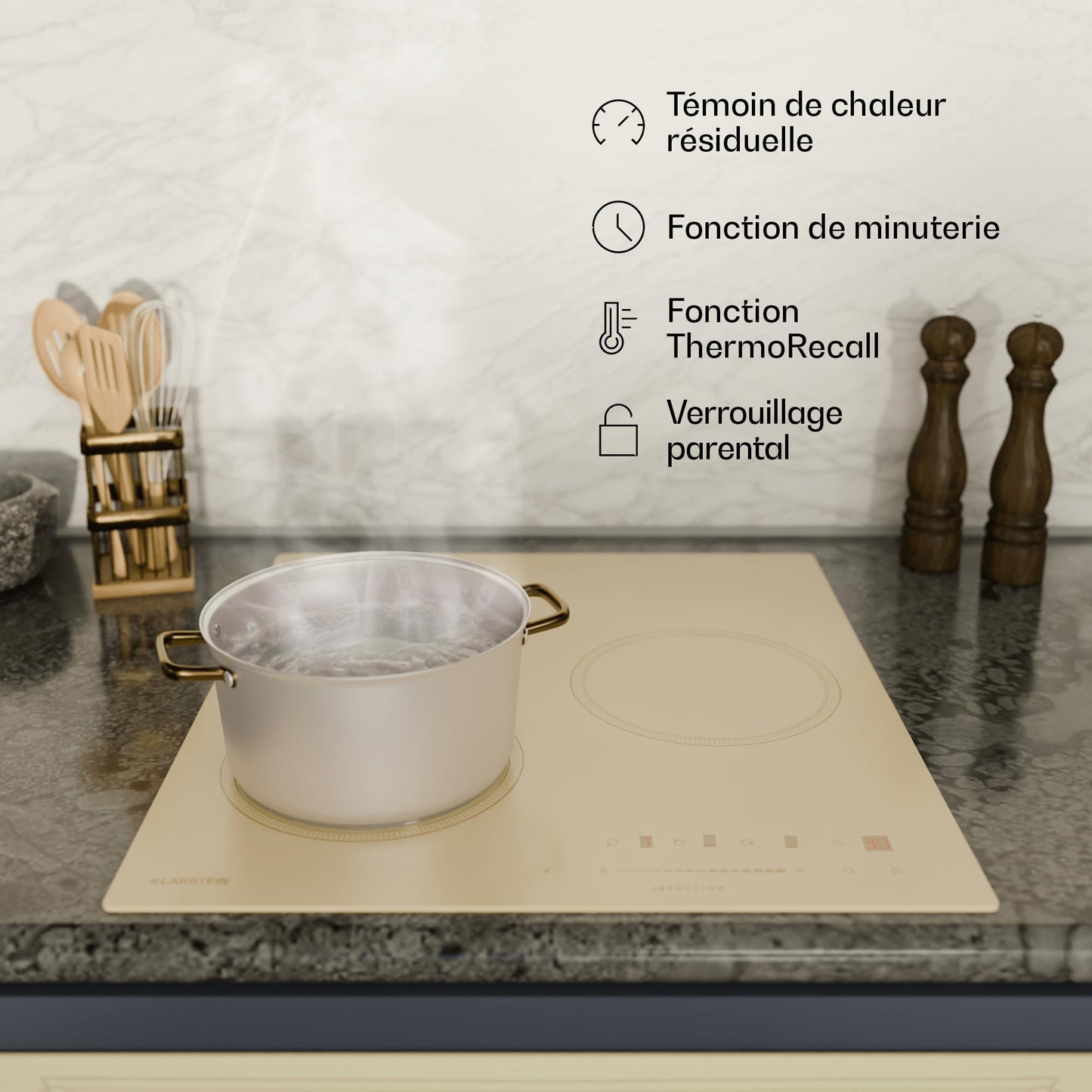 Klarstein Victoria Plaque À Induction Encastrable - 3 Zones, 6600 W Avec Boosters, Commande Tactile À Curseur, Minuterie & Verrouillage Parental, Vitr