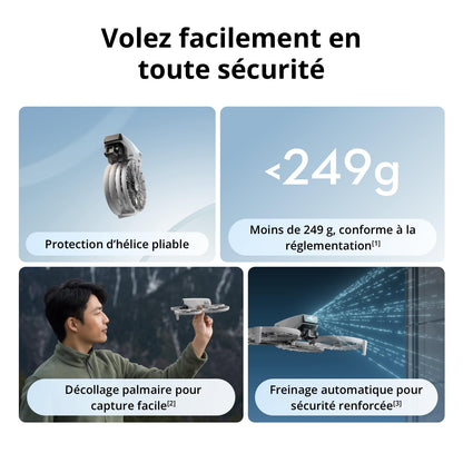 Bundle deux batteries DJI Flip sans radiocommande à écran, drone caméra 4K UHD pour adultes, décollage palmaire, retour automatique, vol intelligent, deux batteries