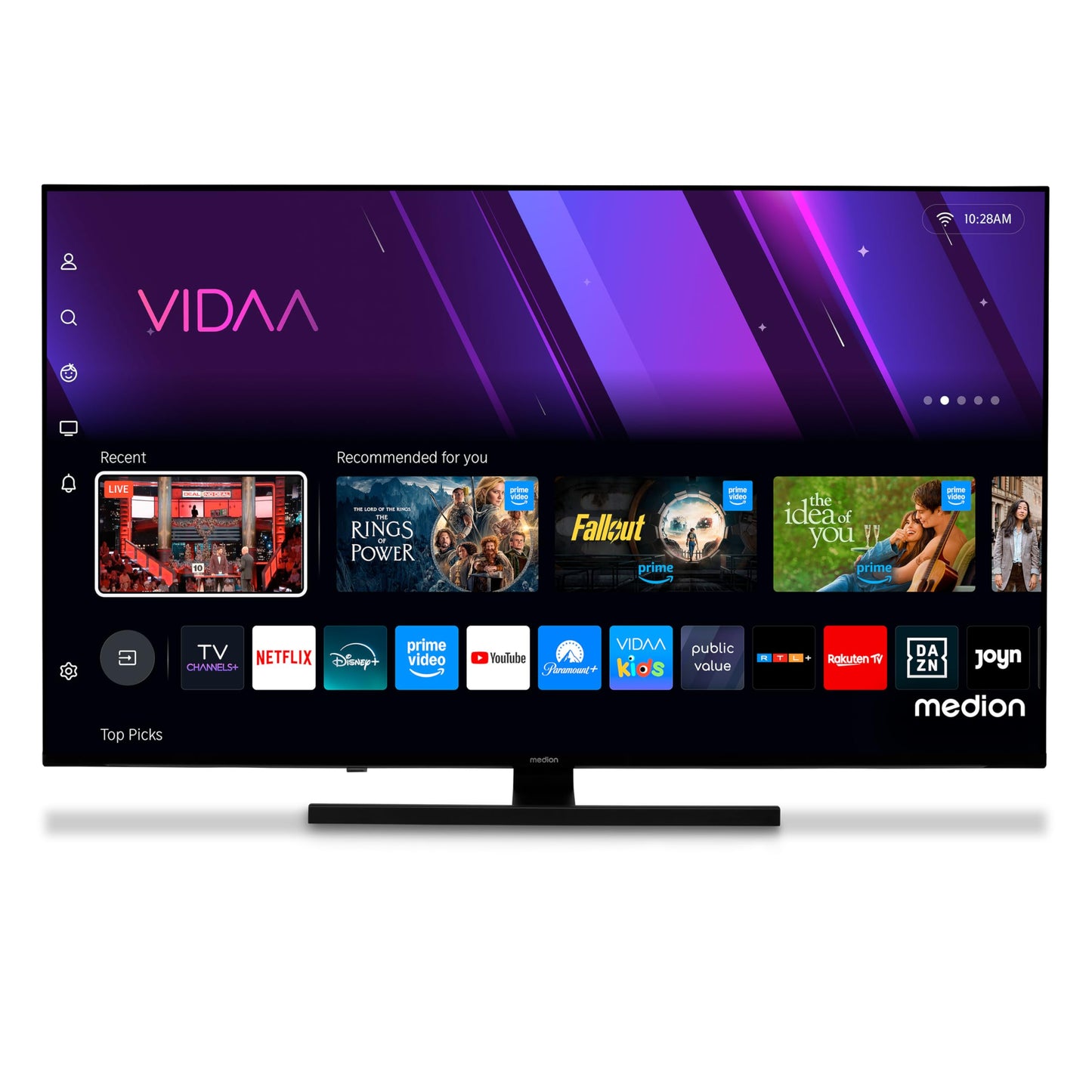 MEDION TV 43 Pouces 4K (108 cm) QLED Television (Smart TV 4K, Dolby Vision HDR, VIDAA Store, Netflix, Prime Video, Disney+, DAZN, Paramount+, DTS X, Dolby Atmos, PVR, Bluetooth, MD 843600)