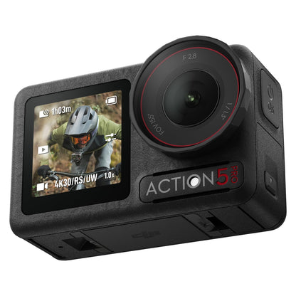 DJI Bundle Essentiel Osmo Action 5 Pro, Caméra Étanche avec Capteur 1/1,3", Vidéo 4K/120 IPS, Suivi de Sujet, Stabilisation, Double Écran Tactile OLED, Caméra d’Action 4K Idéale pour Sports, Vlog