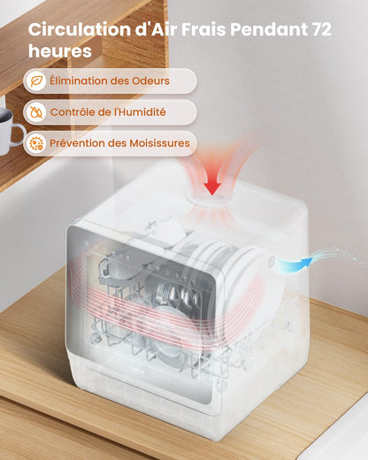 HAVA Lave-vaisselle de comptoir 2025 - Amélioré avec adoucisseur d'eau, efficacité énergétique optimale, 8 programmes de lavage, verrouillage enfant et fonction de démarrage différé