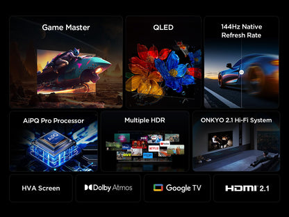 TCL 85T8C 85" QLED 4K HDR Ultra HD TV, Smart TV Powered by Google TV (Dolby Vision & Atmos, 144Hz Motion Clarity Pro, FreeSync, Onkyo 2.1 Sound, Voice Control)