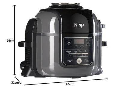 Ninja Multicuiseur Foodi, Air Fryer, 7-en-1, 6L, 7 fonctions de cuisson, Autocuiseur Multifonction, Cuisson sous pression, Friture à l'air, Cuisson lente, Gril et plus, Acier brossé et Noir, OP300EU