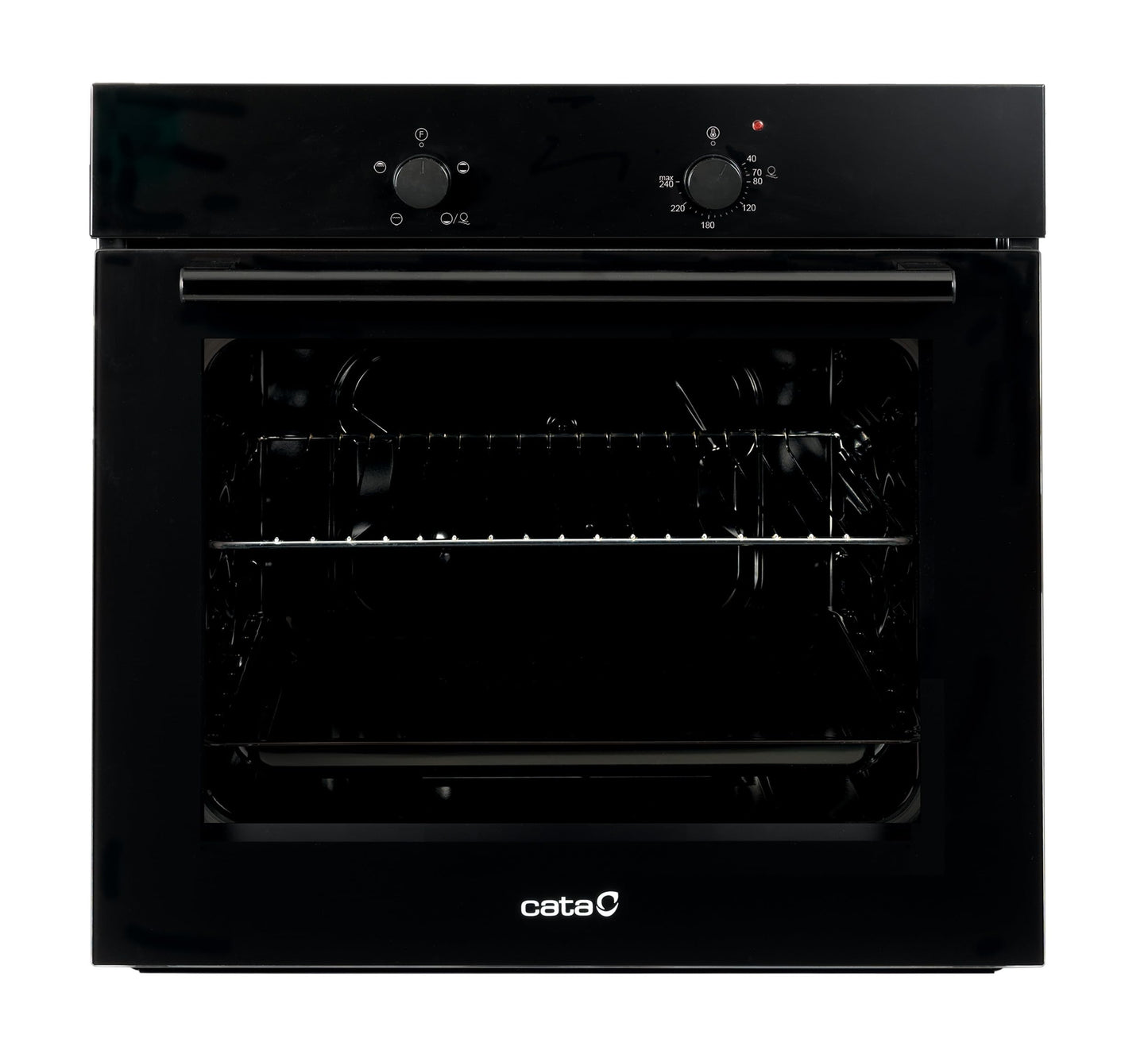 Cata Four statique SES 6004 BK 4 fonctions porte panoramique Full Glass Nettoyage AquaSmart Éclairage intérieur Largeur 60 cm Grande capacité 62 L Éclairage intérieur Finition inox Verre noir