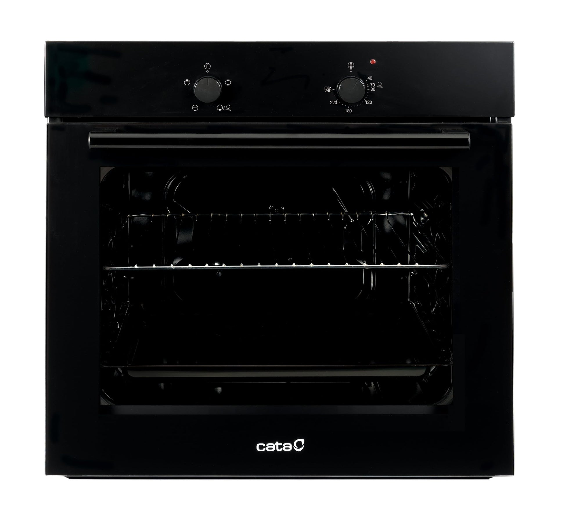 Cata Four statique SES 6004 BK 4 fonctions porte panoramique Full Glass Nettoyage AquaSmart Éclairage intérieur Largeur 60 cm Grande capacité 62 L Éclairage intérieur Finition inox Verre noir