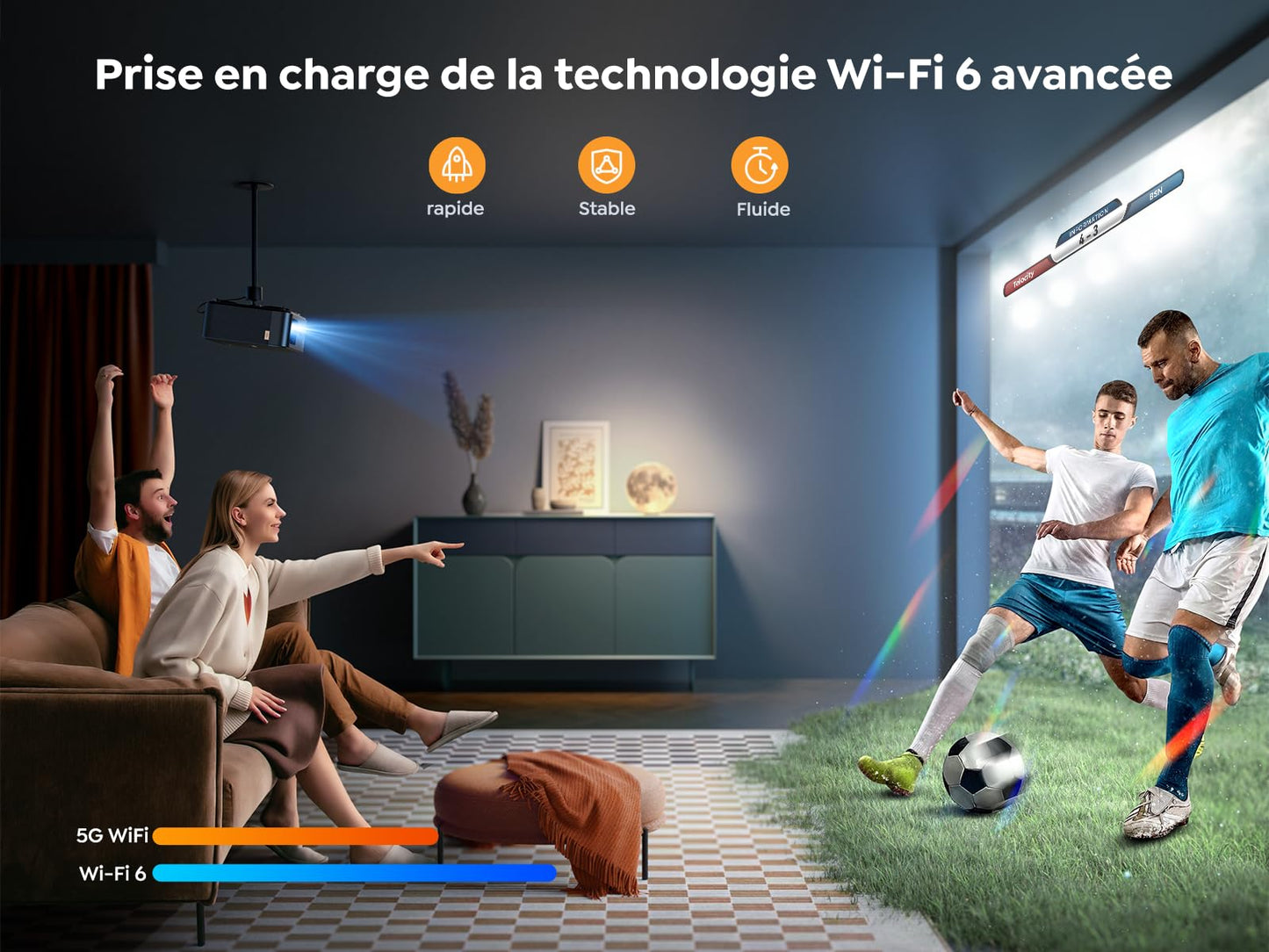 Videoprojecteur 4K avec Son JBL, Google TV 11.0, YABER Projecteur Video WiFi 6 Bluetooth 5.2, K2s Retroprojecteur Portable 20W Haut-Parleurs, Full HD