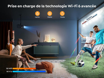 Videoprojecteur 4K avec Son JBL, Google TV 11.0, YABER Projecteur Video WiFi 6 Bluetooth 5.2, K2s Retroprojecteur Portable 20W Haut-Parleurs, Full HD