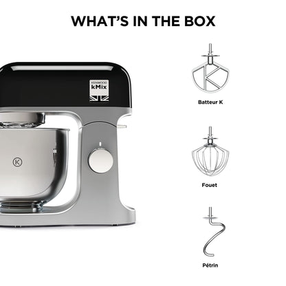 Robot pâtissier Kenwood kMix KMX750BK - bol 5 litres - 6 vitesses - 3 accessoires - noir